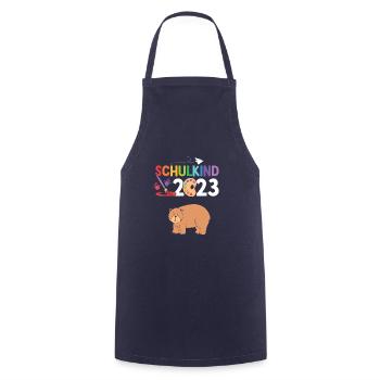 Bär Schulanfang Schulkind 2023 - Kochschürze - Navy - Vorne - AI Model Male 185 dark (185cm)
