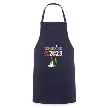 Panda Schulanfang Schulkind 2023 - Kochschürze - Navy - Vorne - AI Model Male 185 dark (185cm)