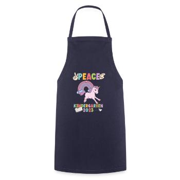 Einhorn Peace Kindergarten 2023 - Kochschürze - Navy - Vorne - AI Model Male 185 dark (185cm)