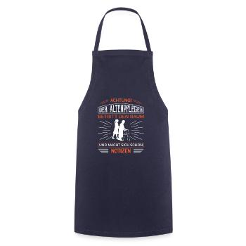 Altenpflege Pfleger Pflegepersonal Pflegekraft - Kochschürze - Navy - Vorne - AI Model Male 185 dark (185cm)