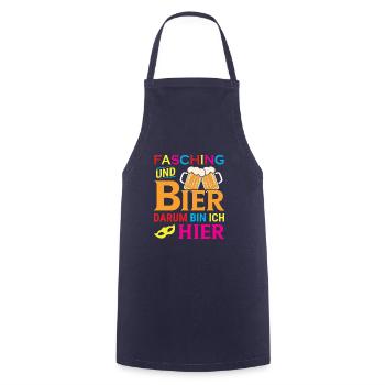 Fasching und Bier darum bin ich hier - Kochschürze - Navy - Vorne - AI Model Male 185 dark (185cm)