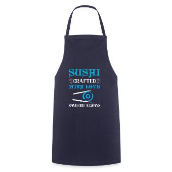 Sushi Japan Essen Sushi-Mahlzeit - Kochschürze - Navy - Vorne - AI Model Male 185 dark (185cm)