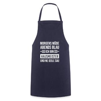 Morgens Müde Abends Blau Hausmeister - Kochschürze - Navy - Vorne - AI Model Male 185 dark (185cm)