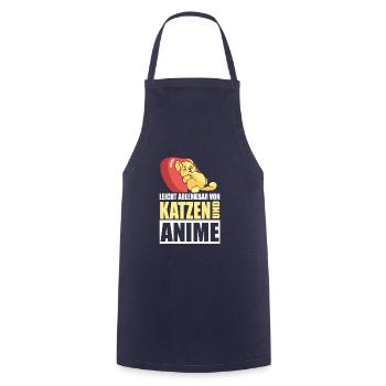 Leicht ablenkbar von Katzen und Anime - Kochschürze - Navy - Vorne - AI Model Male 185 dark (185cm)