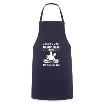 Morgens Müde Abends Blau Asphaltbauer - Kochschürze - Navy - Vorne - AI Model Male 185 dark (185cm)