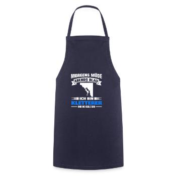 Morgens Müde Abends Blau Kletterer - Kochschürze - Navy - Vorne - AI Model Male 185 dark (185cm)