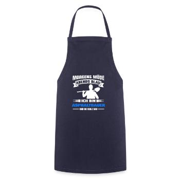 Morgens Müde Abends Blau Asphaltbauer - Kochschürze - Navy - Vorne - AI Model Male 185 dark (185cm)
