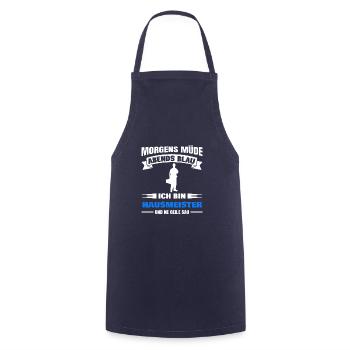 Morgens Müde Abends Blau Hausmeister - Kochschürze - Navy - Vorne - AI Model Male 185 dark (185cm)