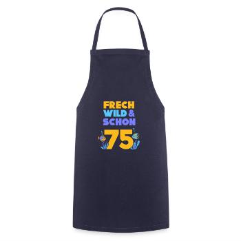 Geschenk 75 Jahre Geburtstag Fisch - Kochschürze - Navy - Vorne - AI Model Male 185 dark (185cm)