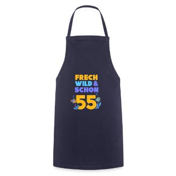 Geschenk 55 Jahre Geburtstag Fisch - Kochschürze - Navy - Vorne - AI Model Male 185 dark (185cm)