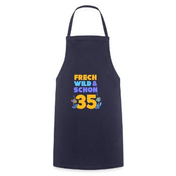 Geschenk 35 Jahre Geburtstag Fisch - Kochschürze - Navy - Vorne - AI Model Male 185 dark (185cm)