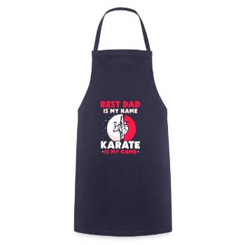Best Dad is my Name - Karate is my game - Kochschürze - Navy - Vorne - AI Model Male 185 dark (185cm)