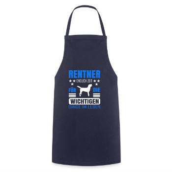 Rentner Rente Rentenbeginn Hund Hundemotiv - Kochschürze - Navy - Vorne - AI Model Male 185 dark (185cm)