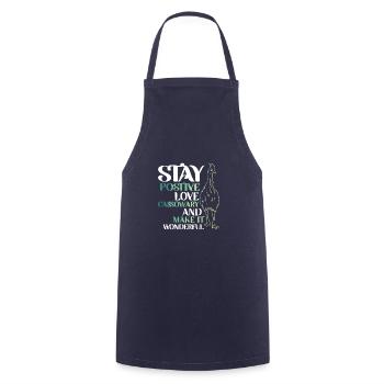 stay postive love Cassowary - Kochschürze - Navy - Vorne - AI Model Male 185 dark (185cm)