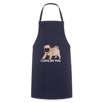 J’aime mon carlin - Chien drôle mignon kawaii - Tablier de cuisine - marine - Devant - AI Model Male 185 dark (185cm)