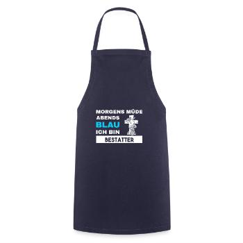 Morgens Müde Abends Blau Bestatter - Kochschürze - Navy - Vorne - AI Model Male 185 dark (185cm)
