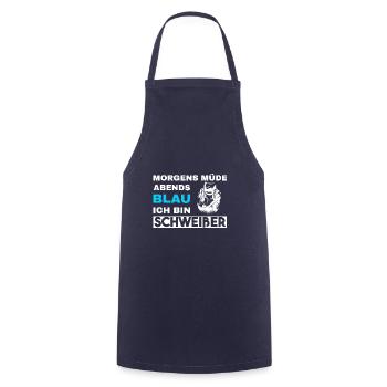 Morgens Müde Abends Blau Schweißer - Kochschürze - Navy - Vorne - AI Model Male 185 dark (185cm)
