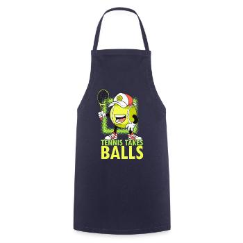 Tennis Takes Balls Funny Tennis Saying - Cooking Apron - navy - Front - AI Model Male 185 dark (185cm)