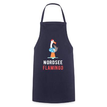 Nordsee Flamingo Moin Möwe - Kochschürze - Navy - Vorne - AI Model Male 185 dark (185cm)