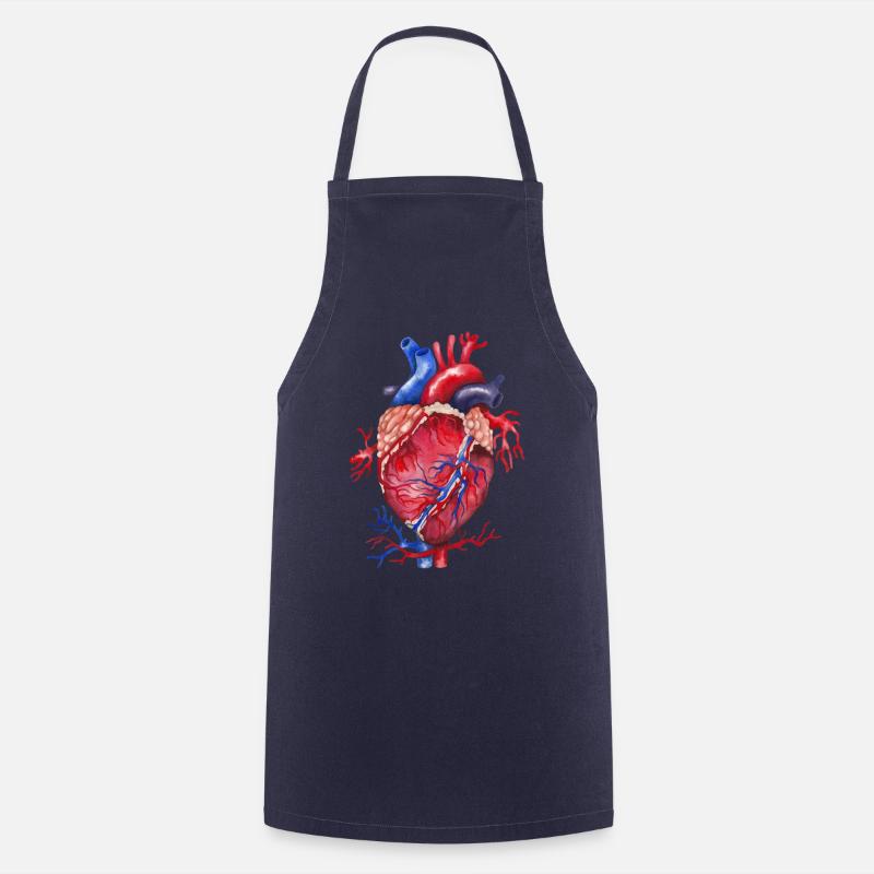 Anatomie du coeur - Tablier de cuisine - marine