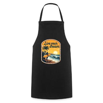 Surf Inspiration retro Vivez votre rêve - Tablier de cuisine - noir - Devant - AI Model Male 185 dark (185cm)