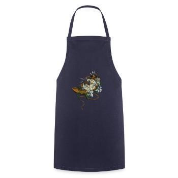 Zerbrochene Taschenuhr mit Flügeln und Lilien - Kochschürze - Navy - Vorne - AI Model Male 185 dark (185cm)