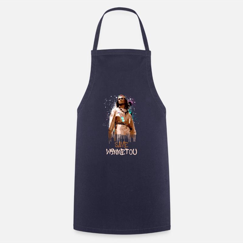 save winnetou,winnetou,indianer,illustration - Kochschürze - Navy