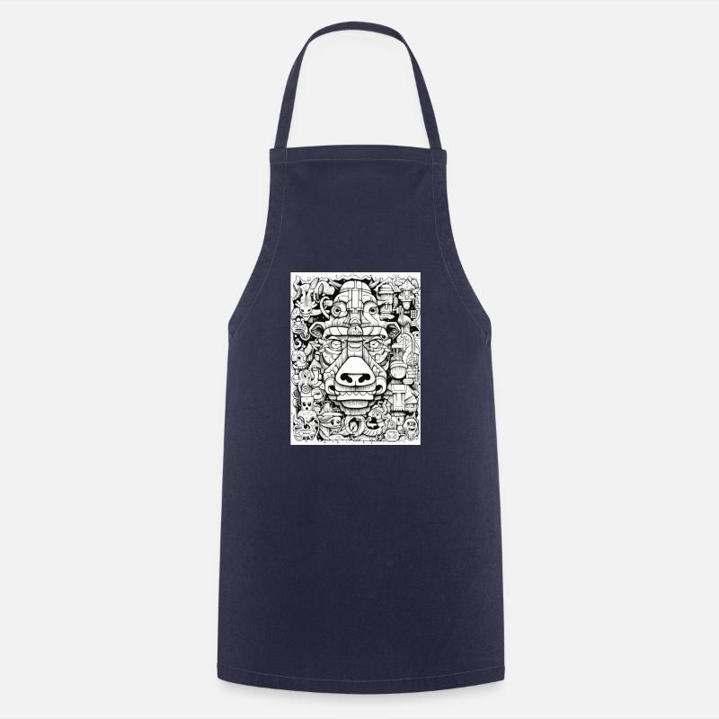 Graffiti Inspirations:Bison b/w - Cooking Apron - navy
