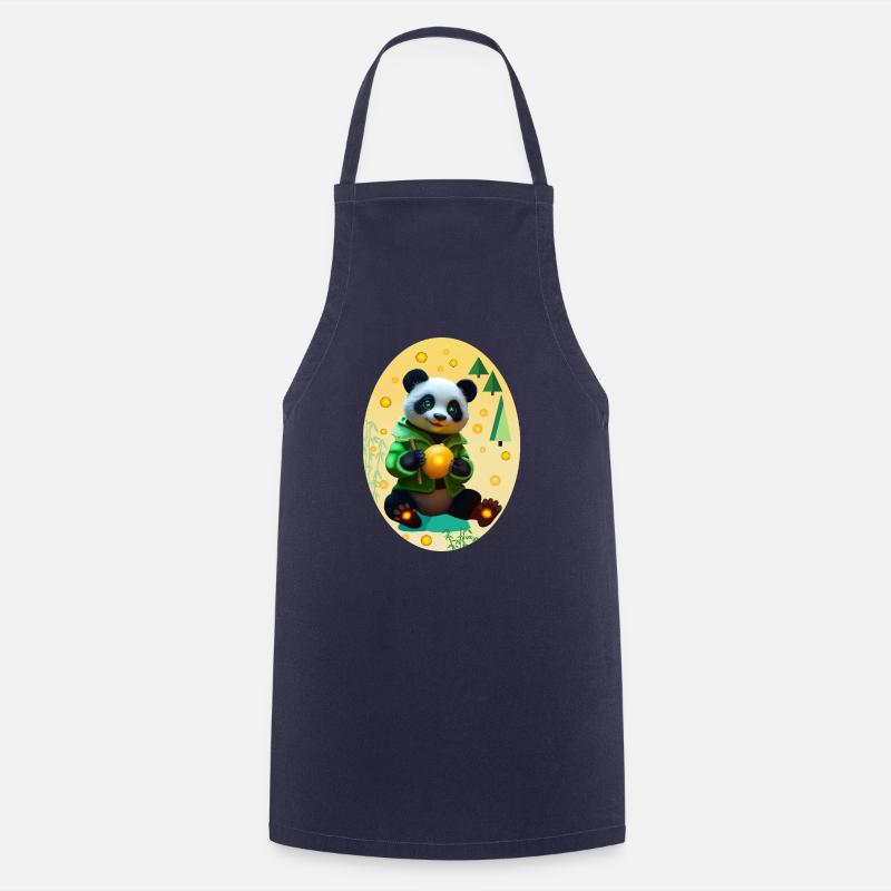 Cyber Panda With Neon Lemon - Cooking Apron - navy