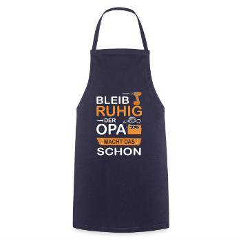 Bleib ruhig - der Opa macht das schon - Kochschürze - Navy - Vorne - AI Model Male 185 dark (185cm)