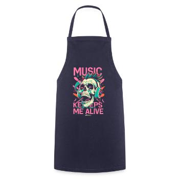La musique me garde en vie - Motive 2 - Tablier de cuisine - marine - Devant - AI Model Male 185 dark (185cm)