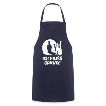 Ich muss garnix Fuck you Katze Mittelfinger Spruch - Kochschürze - Navy - Vorne - AI Model Male 185 dark (185cm)