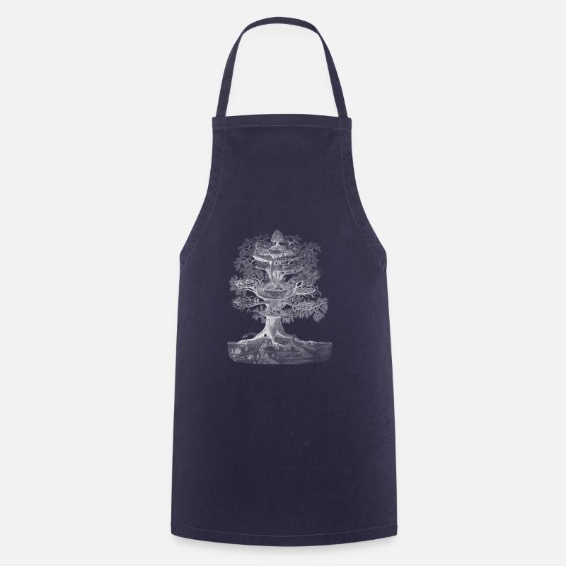 Yggdrasil the World Tree (for dark backgrounds) - Cooking Apron - navy