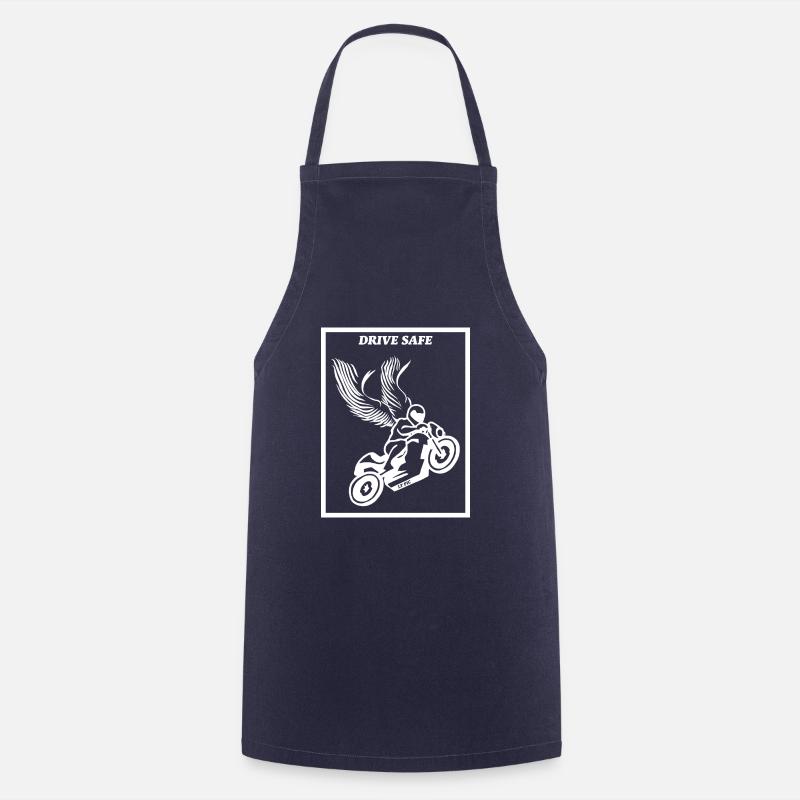 drive safe - motorcycle - Cooking Apron - navy