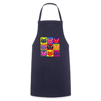 Chats (Pop Art) - Tablier de cuisine - marine - Devant - AI Model Male 185 dark (185cm)