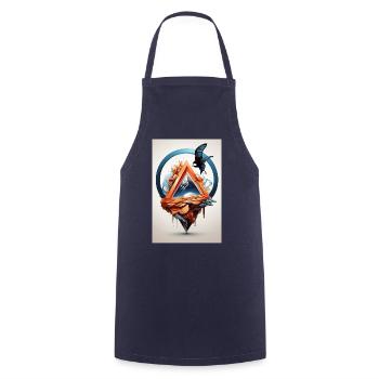 Eagle on melting mountains - Cooking Apron - navy - Front - AI Model Male 185 dark (185cm)
