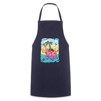 Tropical Christmas - Cooking Apron - navy - Front - AI Model Male 185 dark (185cm)