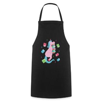 Délice de licorne livresque - Tablier de cuisine - noir - Devant - AI Model Male 185 dark (185cm)