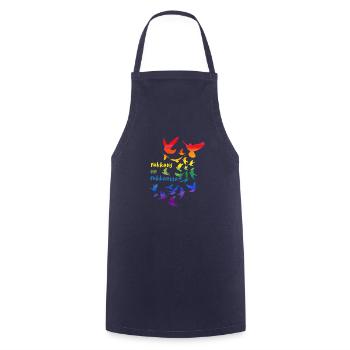 rakkaus on rakkautta,rainbow,deaf,birds - Cooking Apron - navy - Front - AI Model Male 185 dark (185cm)