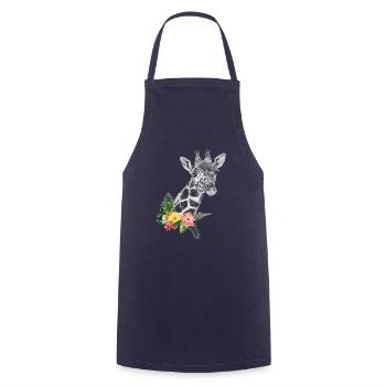 Girafe avec des fleurs - Tablier de cuisine - marine - Devant - AI Model Male 185 dark (185cm)