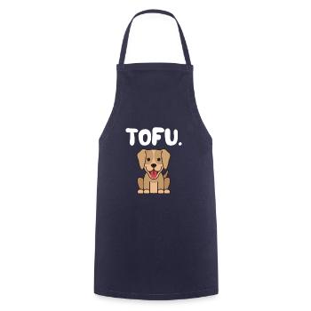 TOFU. | Design chien | Go vegan | vegan | - Tablier de cuisine - marine - Devant - AI Model Male 185 dark (185cm)