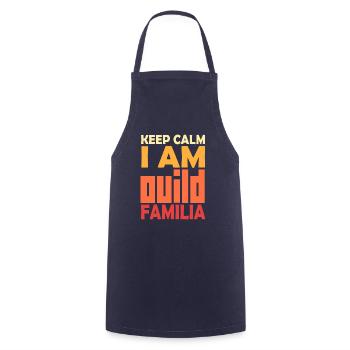 KEEP CALM OUILD FAMILIA "Garçon de bonne famille" - Tablier de cuisine - marine - Devant - AI Model Male 185 dark (185cm)