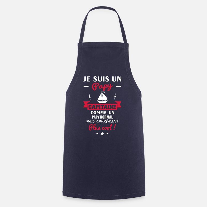 Papy capitaine, papy,bateau,capitaine,navire,marin - Tablier de cuisine - marine