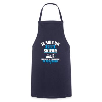 Papa Skieur : Cadeau Fête Des Pères,Ski,Montagne - Tablier de cuisine - marine - Devant - AI Model Male 185 dark (185cm)