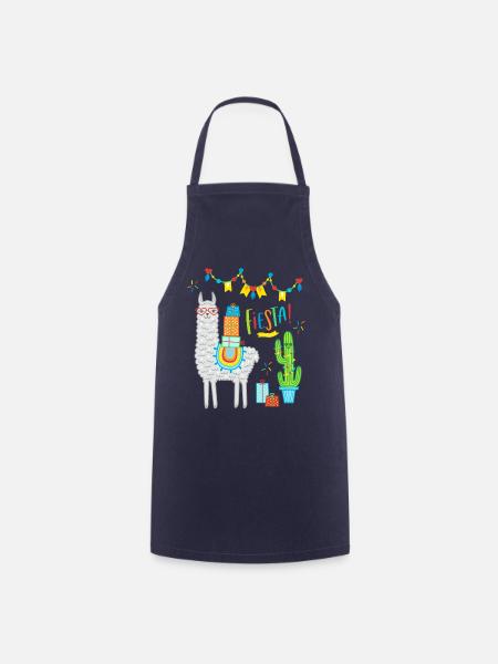Llama Fiesta Comic Alpaca Gift Birthday - Cooking Apron - navy