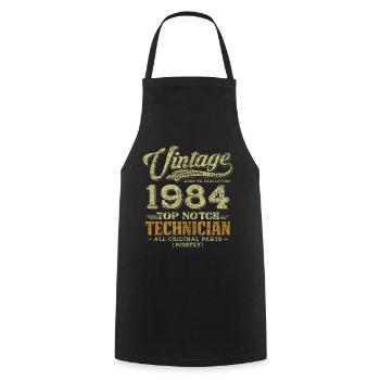 Vintage 1984 Top Notch Technician - Kochschürze - Schwarz - Vorne - AI Model Male 185 dark (185cm)