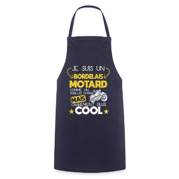 Bordelais - Bordeaux - Motard - Moto - Cadeau - Tablier de cuisine - marine - Devant - AI Model Male 185 dark (185cm)