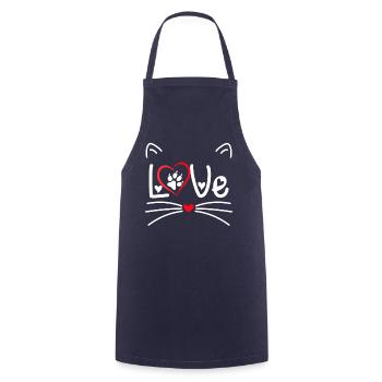 Amour de chat de la Saint-Valentin - Tablier de cuisine - marine - Devant - AI Model Male 185 dark (185cm)