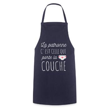 T shirt bébé la patronne humour bébé cadeau. - Tablier de cuisine - marine - Devant - AI Model Male 185 dark (185cm)