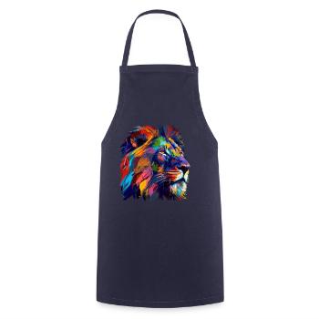 Lion Head Oil Painting Gift - Cooking Apron - navy - Front - AI Model Male 185 dark (185cm)